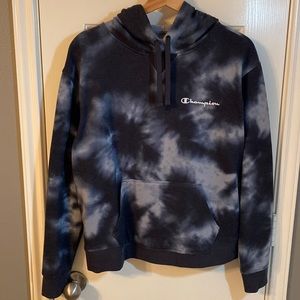 Champion Women’s Gray Tie Die Hoodie Pullover Sweatshirt